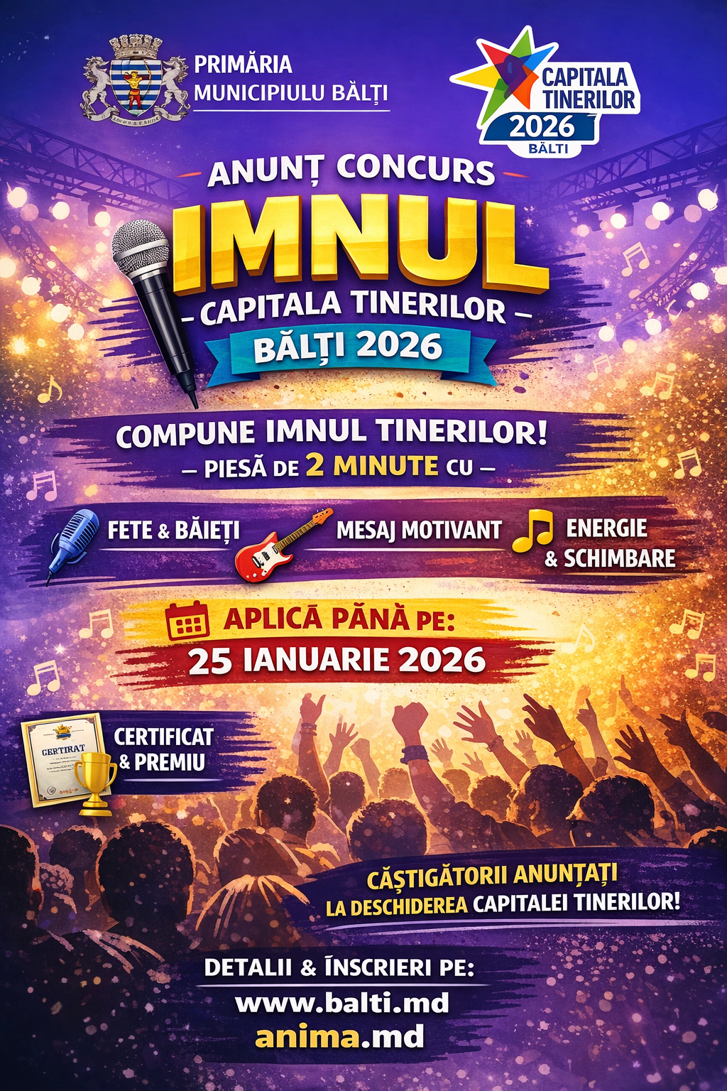 afis concurs imnul capitalei tinerilor 2026